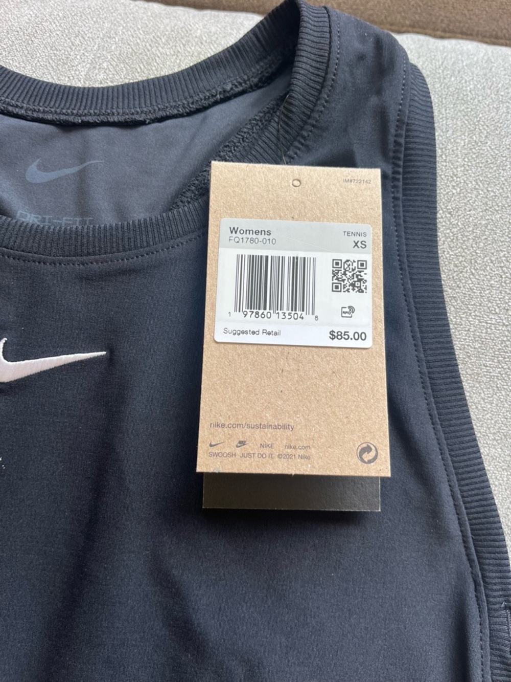 NWT $85 Nike Victory Women's Dri-FIT Tennis Dress Tight Fit XS Black No Shorts - Picture 5 of 6